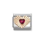 NOMINATION COMPOSABLE CLASSIC LINK HEART IN 9K ROSE GOLD WITH RED CZ 430610/005