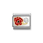 NOMINATION COMPOSABLE CLASSIC LINK IN 18K GOLD RED POPPY & CZ SET IN SILVER 630302/11