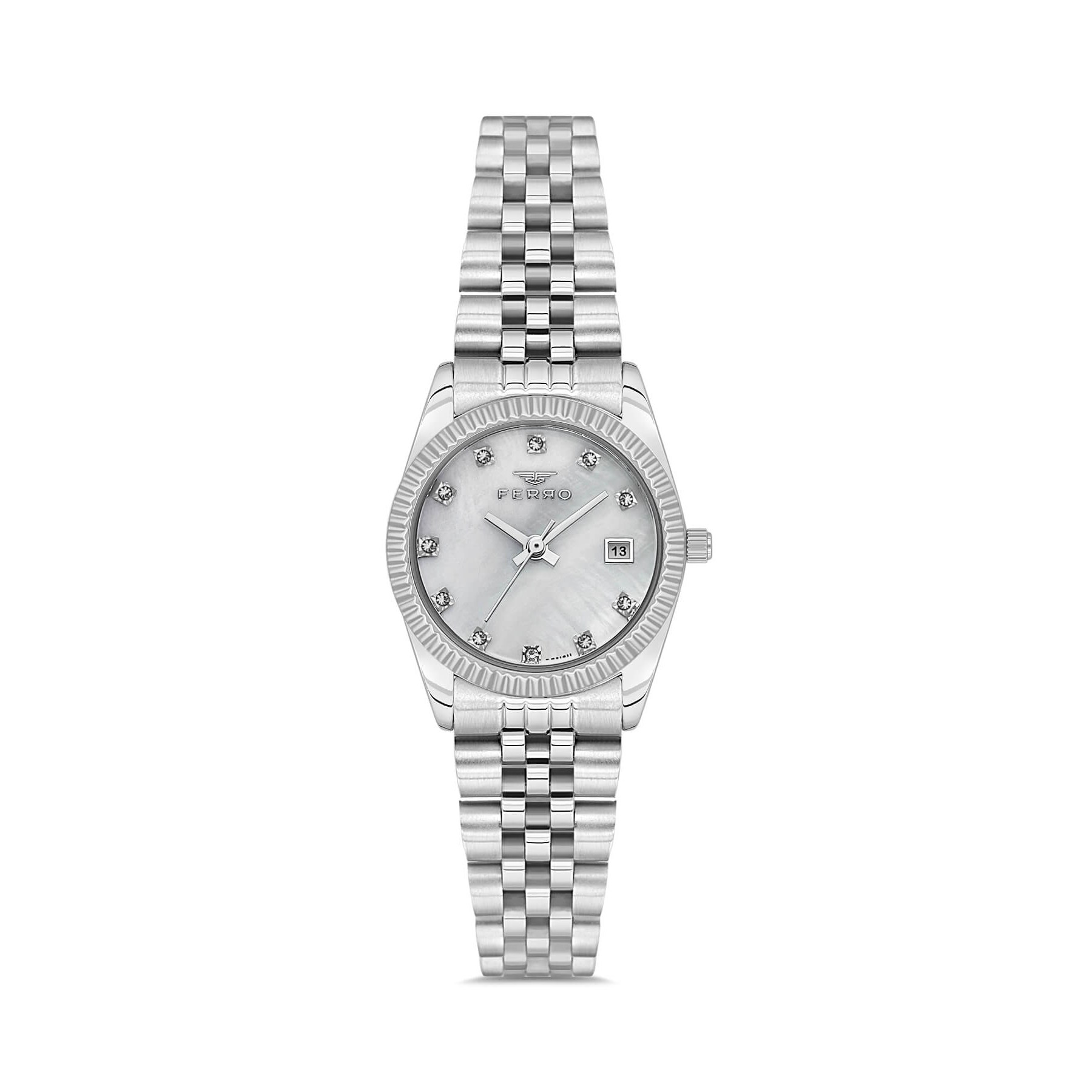 FL21743AWT-A Ferro Crystals Silver Stainless Steel Bracelet FL21743AWT-A - Image 1