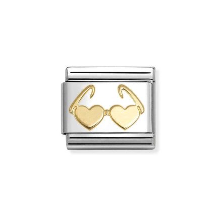 NOMINATION COMPOSABLE CLASSIC LINK HEART GLASSES IN 18K GOLD 030149/67