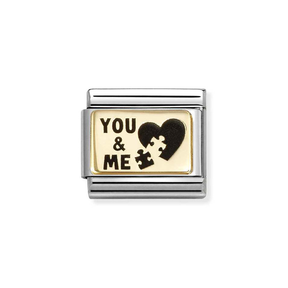 NOMINATION COMPOSABLE CLASSIC LINK YOU & ME PUZZLE IN 18K GOLD 030166/71 NOMINATION COMPOSABLE CLASSIC LINK YOU & ME PUZZLE IN 18K GOLD 030166/71
