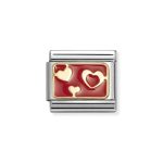 NOMINATION COMPOSABLE CLASSIC LINK VARIOUS RED HEARTS IN 18K GOLD 030284/74