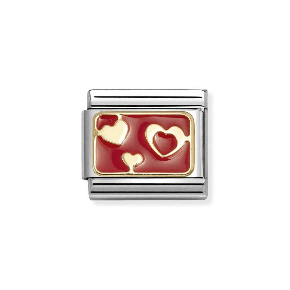 NOMINATION COMPOSABLE CLASSIC LINK VARIOUS RED HEARTS IN 18K GOLD 030284/74 NOMINATION COMPOSABLE CLASSIC LINK VARIOUS RED HEARTS IN 18K GOLD 030284/74