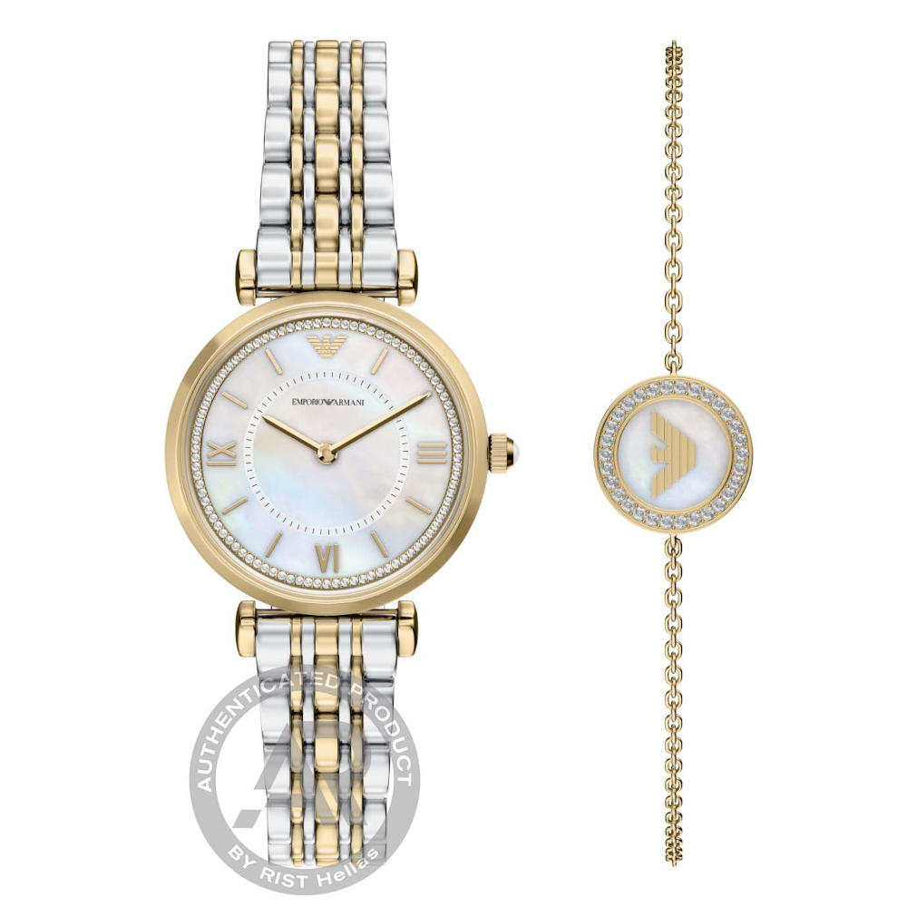 Emporio Armani Gianni T-Bar Crystals Two Tone Stainless Steel Bracelet Gift Set AR80086SET Emporio Armani Gianni T-Bar Crystals Two Tone Stainless Steel Bracelet Gift Set AR80086SET