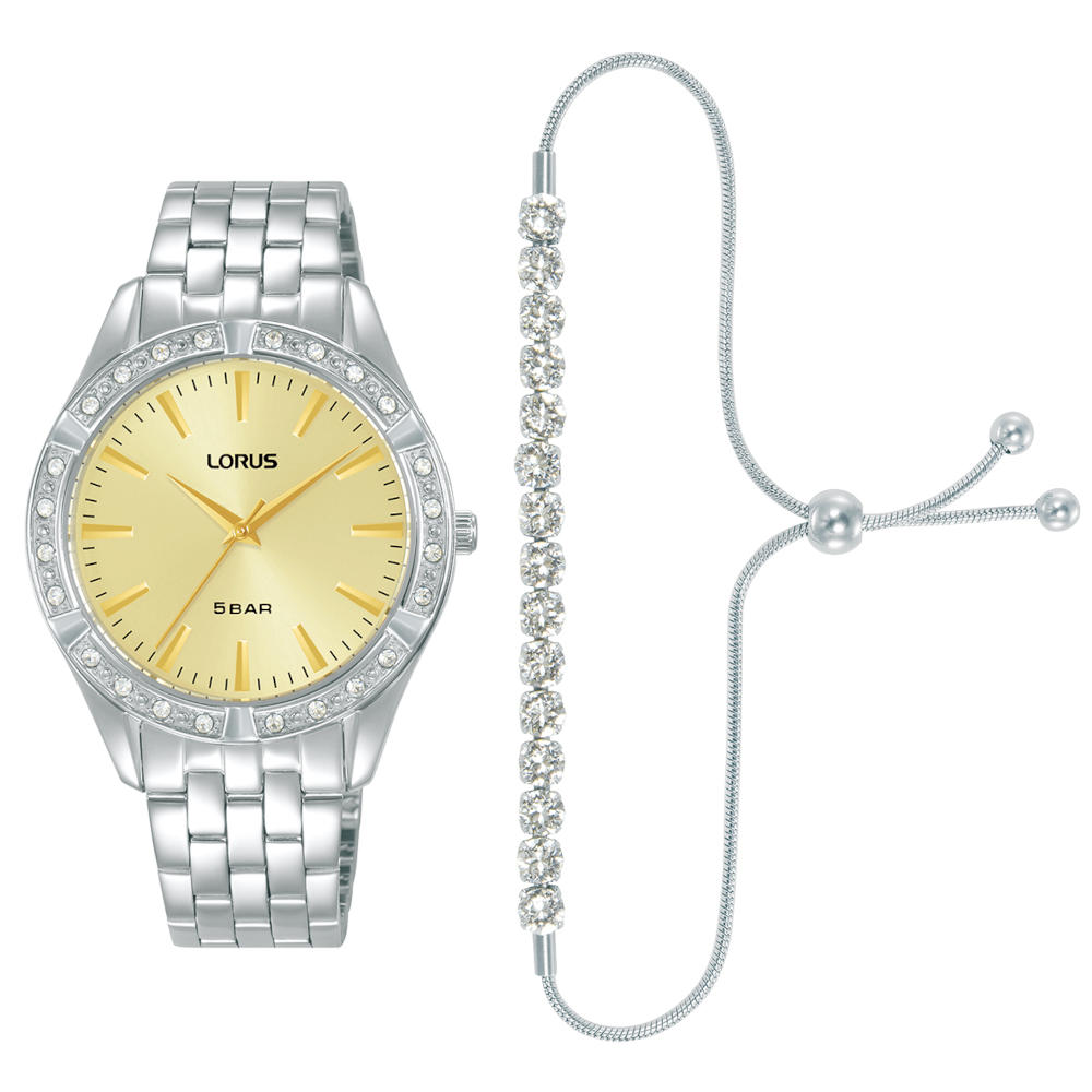 Lorus Women Crystals Stainless Steel Bracelet Gift Set RG293XX9 Lorus Women Crystals Stainless Steel Bracelet Gift Set RG293XX9